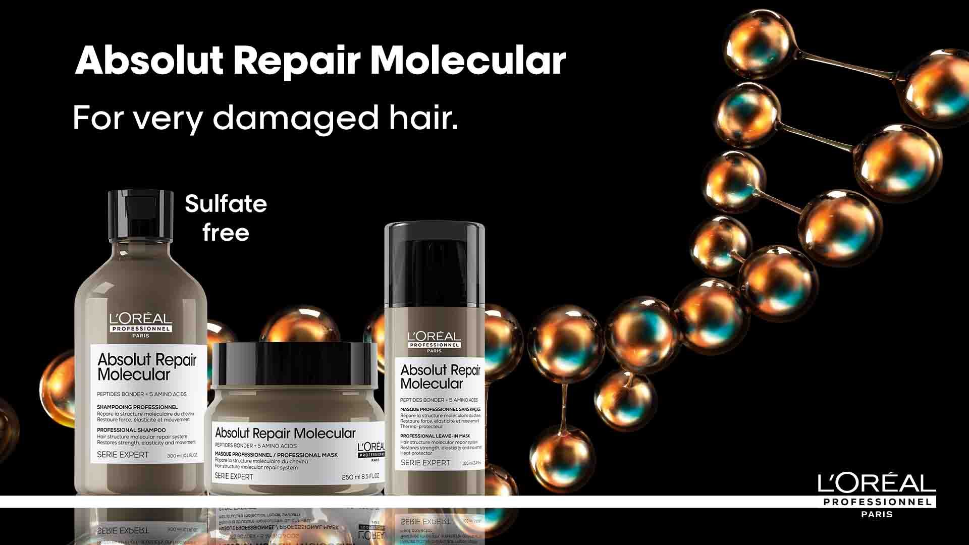 Explore the L’Oréal Professionnel Absolut Repair Molecular Range for healthy hair