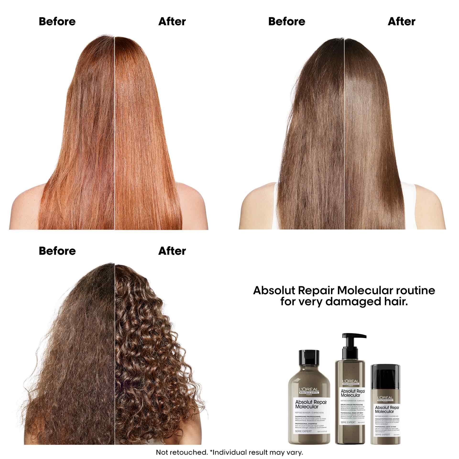 Before after on various hair types