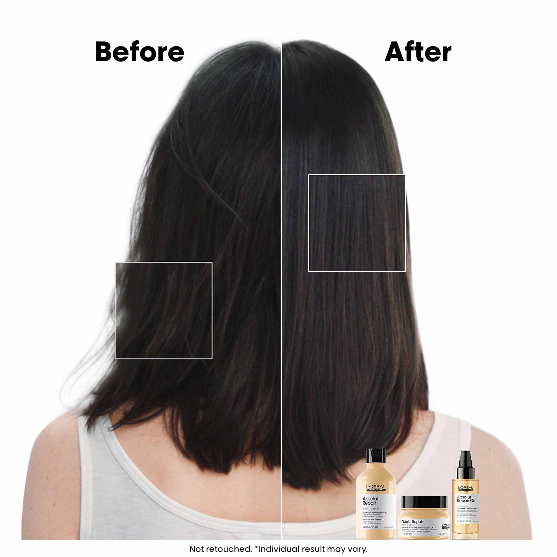 Before after Absolut Repair serum