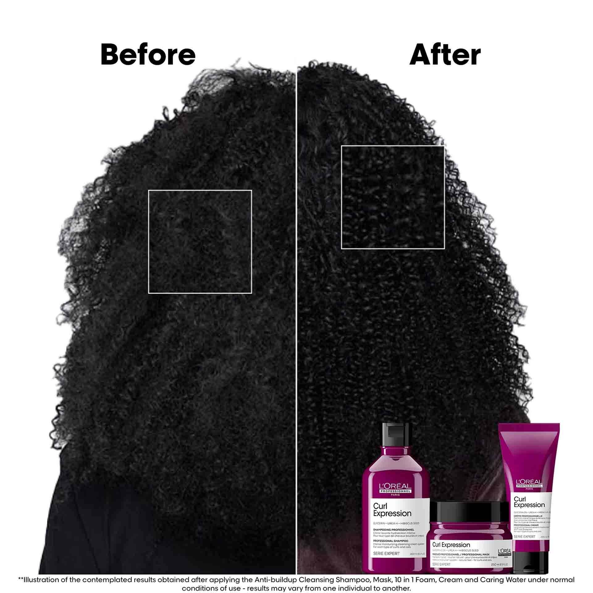 Before vs After Using Curl Expression Cream on Curly Hair