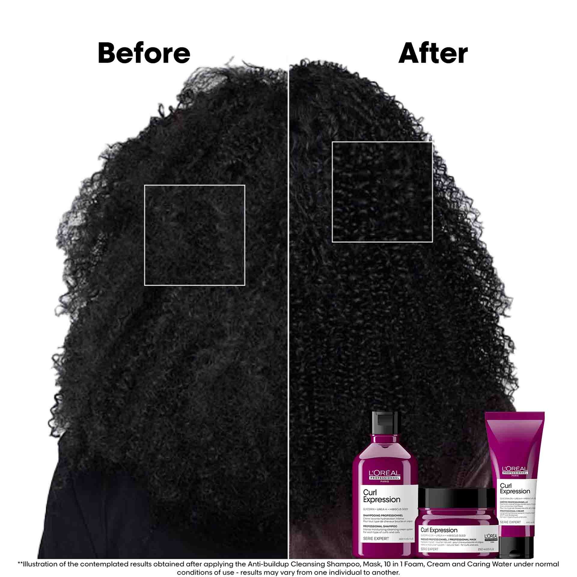 Before vs After Using Curl Expression Shampoo on Coily Hair