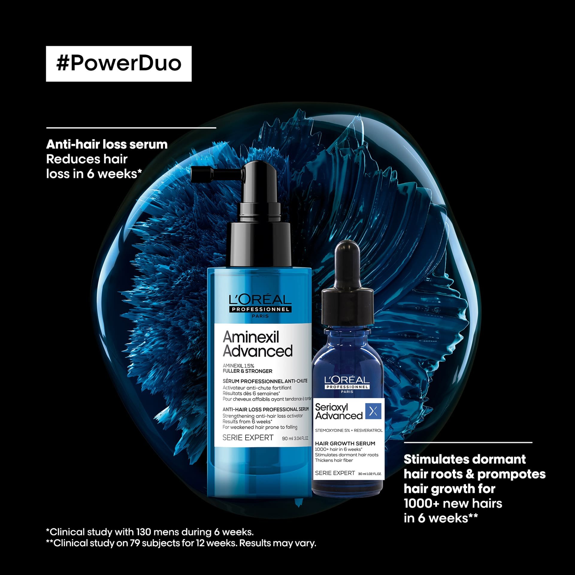 Serioxyl Advanced Hair Growth Serum Paired with Aminexil Anti Hair Loss Serum