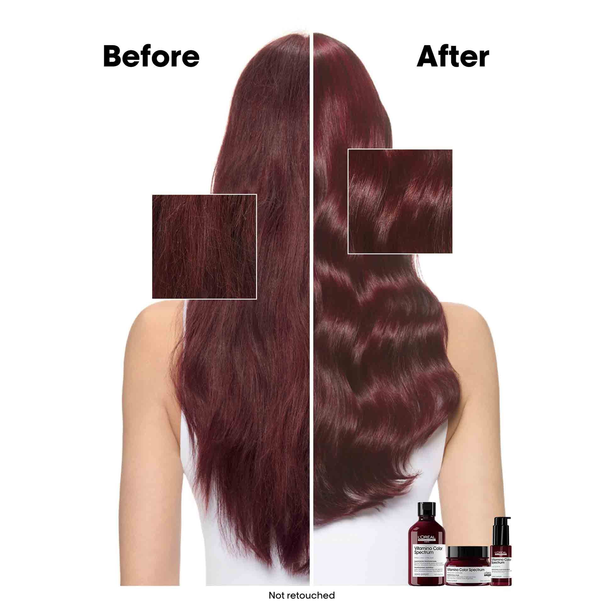 Before vs After Using Vitamino Color Spectrum Shampoo