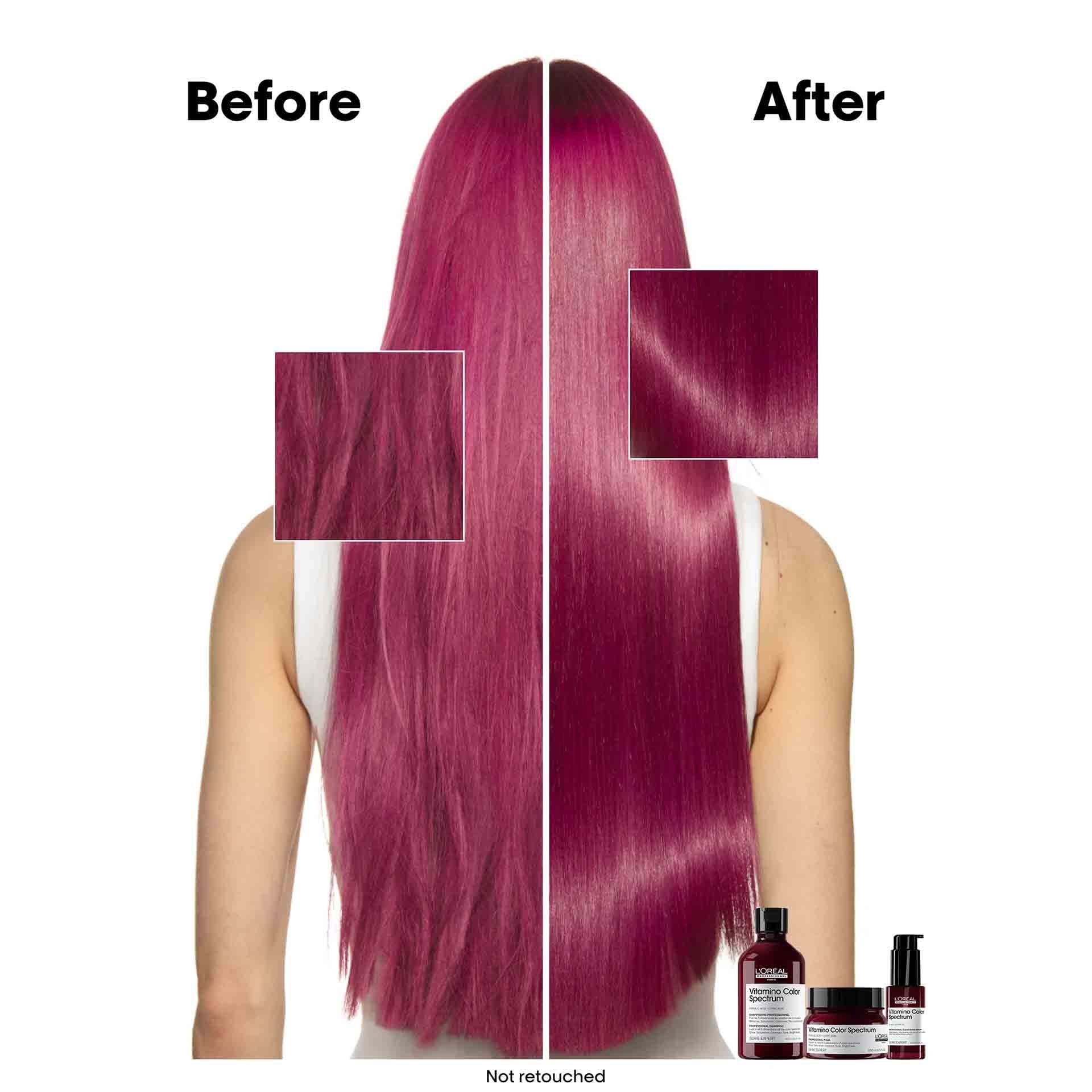 Before vs After Using Vitamino Color Spectrum hair color shampoo